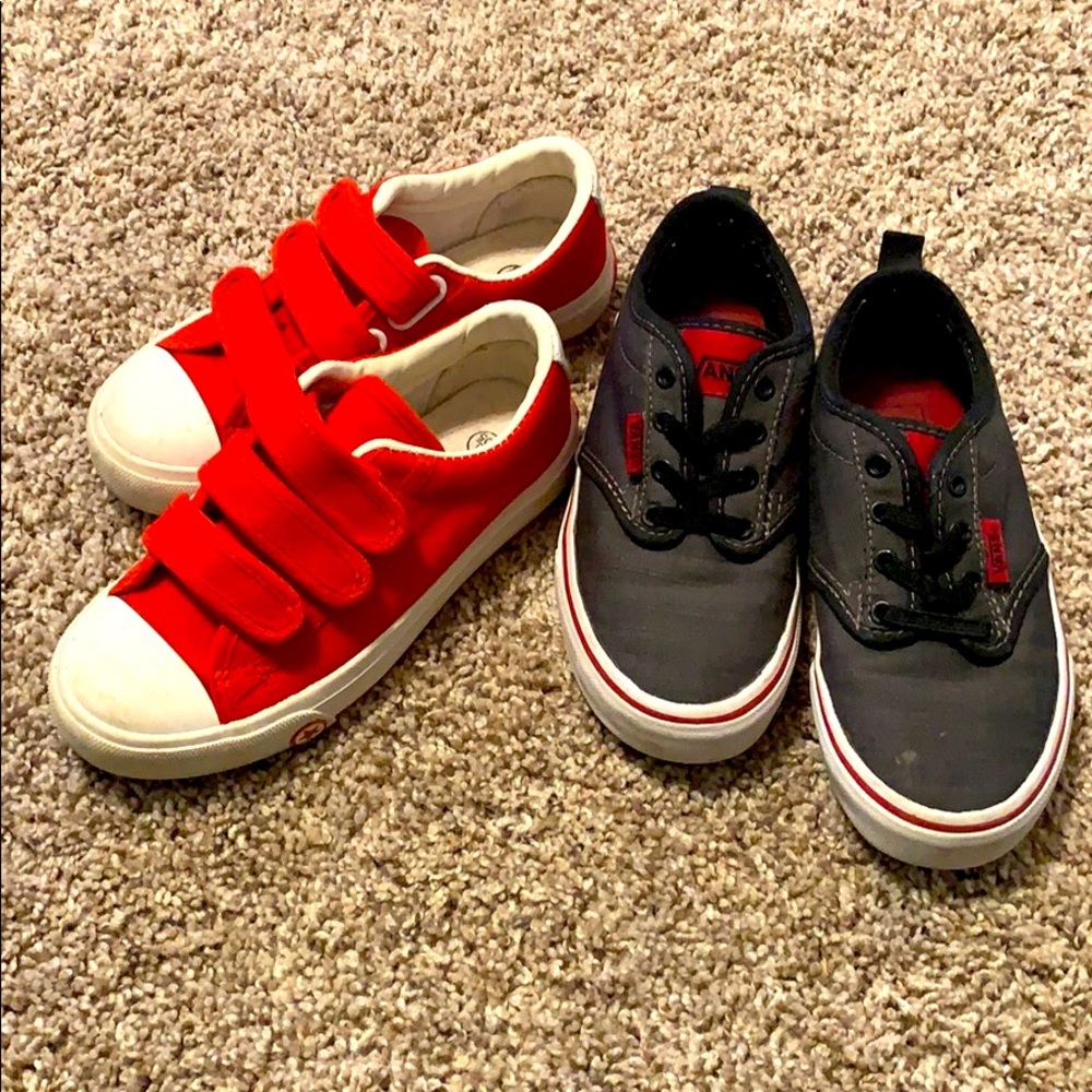 Size 13 lightly used boys shoes, Vans and Fei Yao